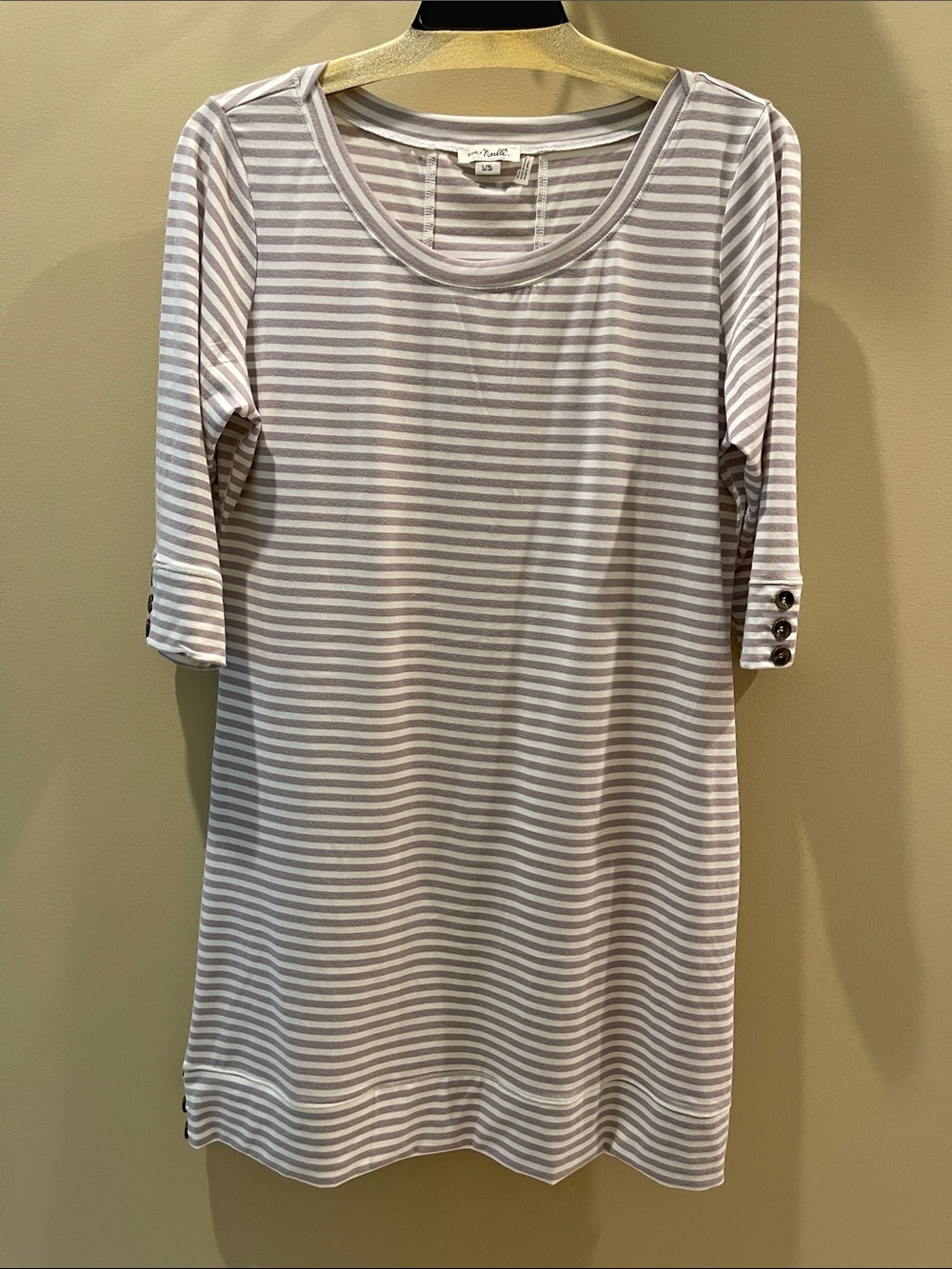 Simply Noelle gray and White Striped midi dress